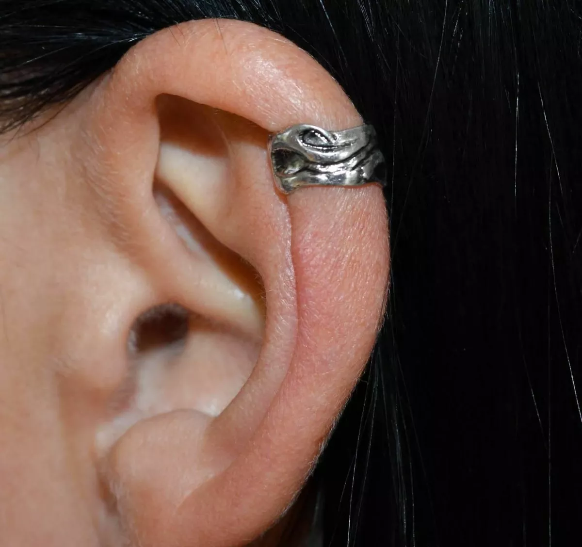 NEW SILVER WAVE DESIGN EAR CUFF HELIX CARTILAGE CLIP ON EARRING