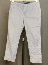 NWOT TOMMY HILFIGER Chino Pants Pinstripe White Blue Size 8 Nautical Classic
