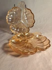 Set of Two Jeanette Lustre Hibiscus Carnival Glass candy/nut dishes.