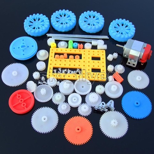 77pcs Plastic Gear Gearbox 130DC Motor DIY Wheel Drive Car Robot Belt Pulley - Picture 5 of 7