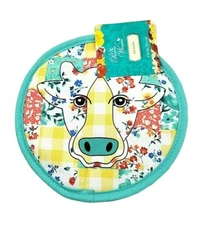 Pioneer Woman Cow Floral Patchwork Round Pot Holder