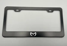 Devil Mazda Logo BLACK Stainless Steel License Plate Frame laser engraved