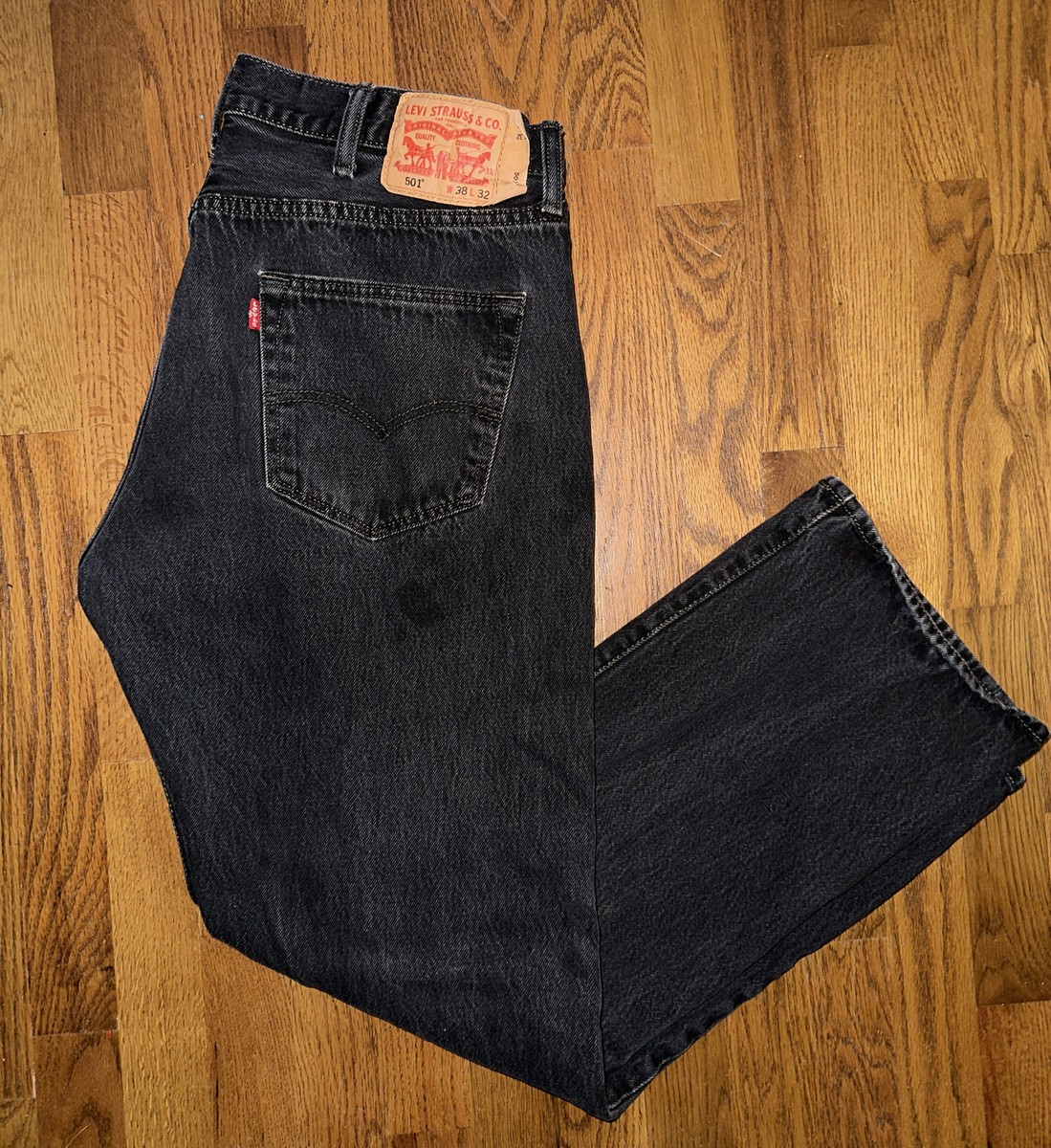 Levi Strauss 501 Button Fly Black Denim Jeans W38L32 | eBay