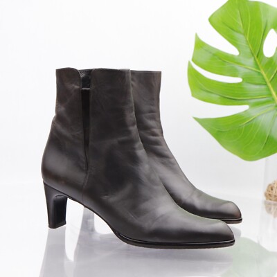 Stuart Weitzman Women's Boot Size 9 Block Heel Brown Leather 90s Dressy Elegant