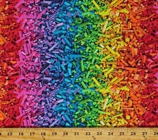 Cotton Building Blocks Bricks Toys Games Colorful Fabric Print by Yard D787.98