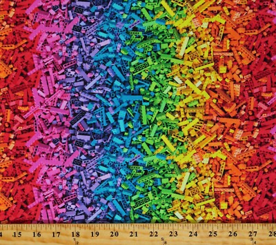 Cotton Building Blocks Bricks Toys Games Colorful Fabric Print by Yard D787.98
