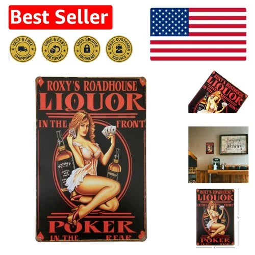 Stylish 12x8 Inch Vintage Whiskey Decor Sign - Pre-Drilled for Easy Hanging