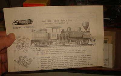 HO. VINTAGE. ROUNDHOUSE. 2 TRUCK SHAY KIT. UNDECORATED. KIT # 360