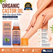 1Bottle Organic Golden Castor Oil Roll-On with Rose Quartz for Skin,Hair Wrinkle