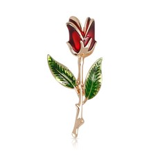 Red Rose Brooch Artificial Pearl Rhinestone Pins for Dress Sweater Scarf, Weddin