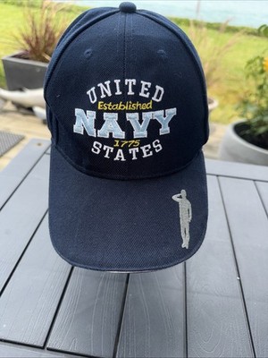 Navy United States Accelerate Your Life Hat Cap BlueGold White Hook Loop EUC