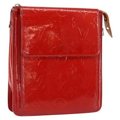 LOUIS VUITTON Monogram Vernis Motto Accessory Pouch Red M91137 LV Auth gh1058