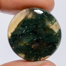 100 Natural Moss Agate Round Cabochon Loose Gemstone 27 Ct. 22X22X5 mm X-27320