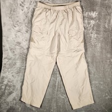 Columbia PFG Convertible Cargo Pants Mens Large Tan Fishing Hiking Zip Off