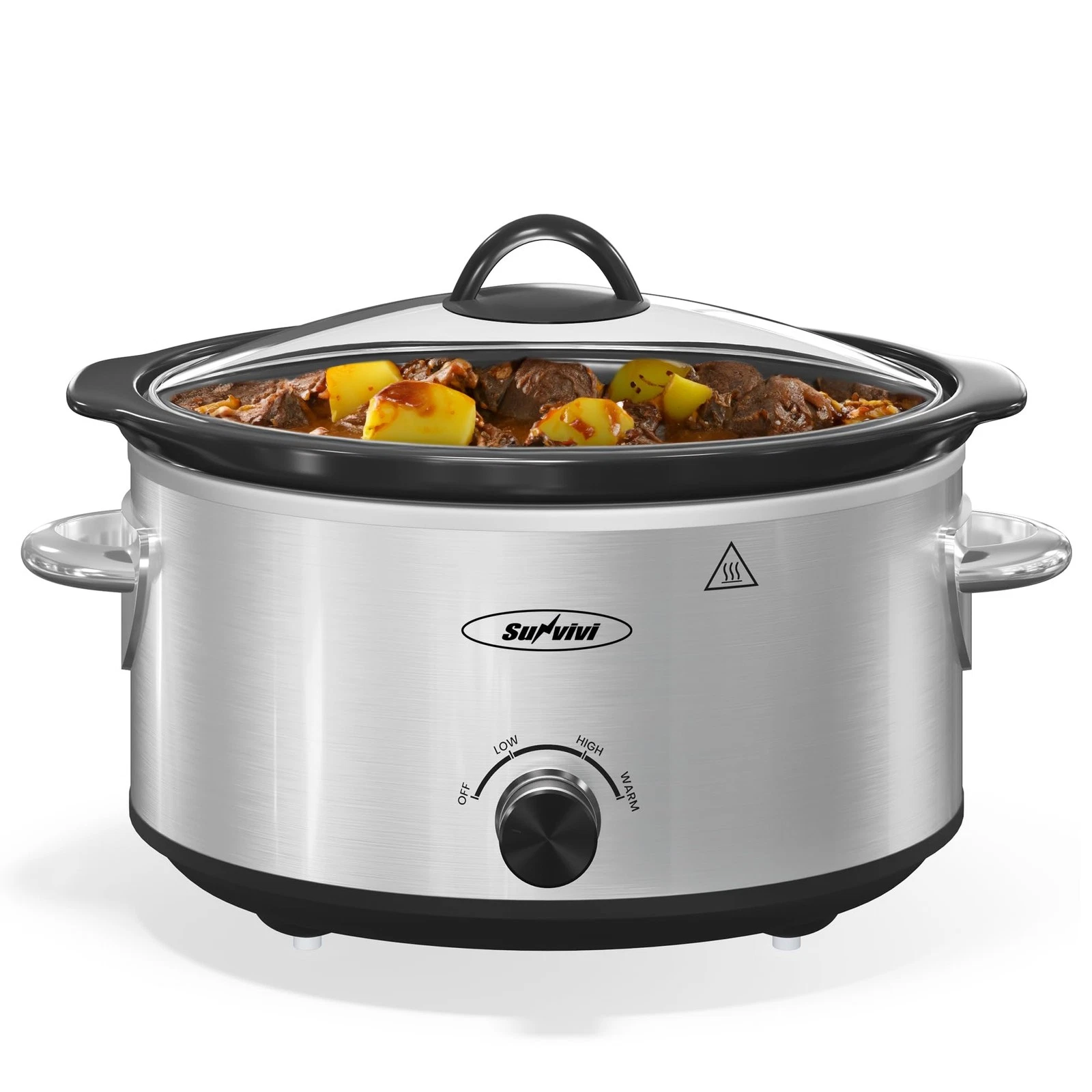 4QT Slow Cooker & Mini Food Warmer with 3 Heating Settings, Removable Ceramic...