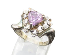 925 Sterling Silver  Vintage Prong Set Mystic Topaz Band Ring Sz 6  RG20421