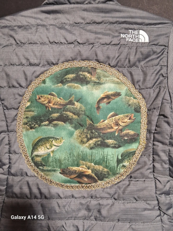 The North Face Gray/Teal Moss Bud Quilted Jacket Girls Sz Small 8/10 Decorated - Image 4 of 4