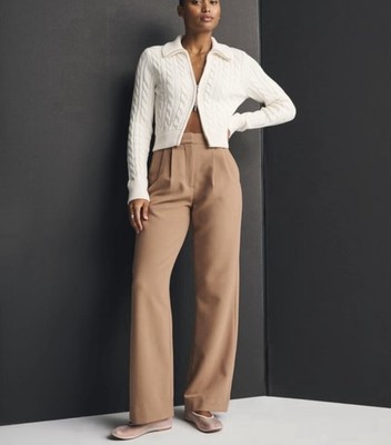 Abercrombie Fitch Sloane Wide Leg Pleated Pants Sz XS Brown Cognac NWOT