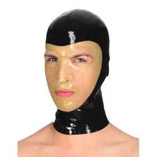 Mens Latex Hood Clear Face Rubber Mask Fetish Cosplay Clubwear Back Zip