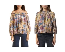 The Great The Prim Floral Print Top In Canopy Leaf Print Size 0