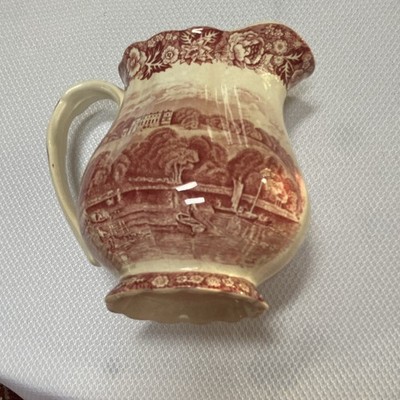 Palissy Pottery Park Place Henley Thames River Scene Red 1 Quart Ceramic Pitcher