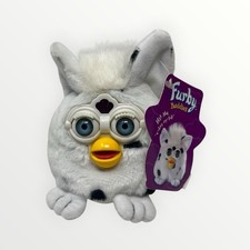 1999 Furby Buddies Good Light Plush Toy White With Black Spots Tiger Electronics