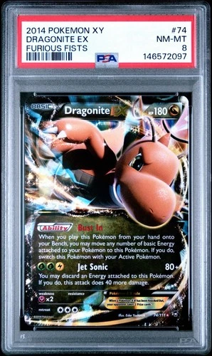 Dragonite EX 74/111 XY - Furious Fists PSA 8