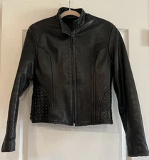 Unik Ultra Leather Jacket Women's SZ S Motorcycle Biker Removable Liner Studded