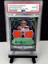 2018 Baker Mayfield /25 Panini Obsidian Rookie Auto Electric Etch Green PSA 10
