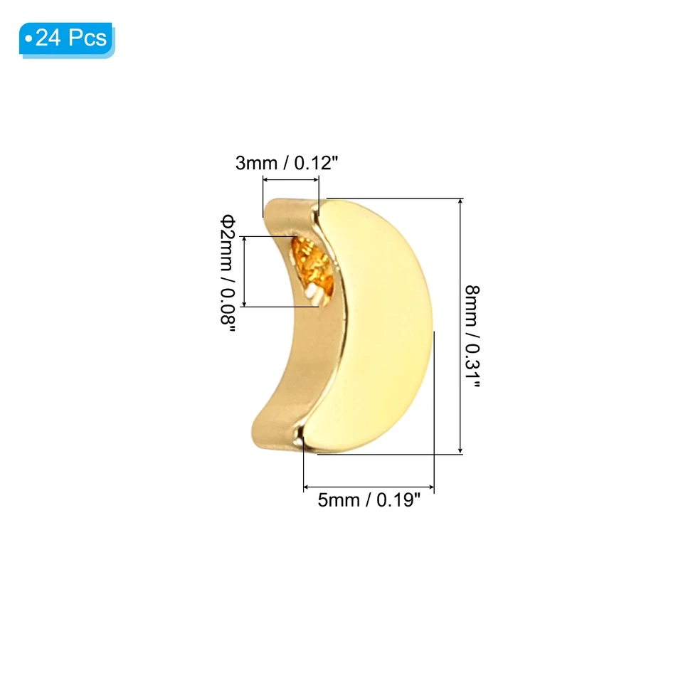 Moon Spacer Beads, 24 Pcs Gold Plated Loose Beads for Jewelry Making, Gold - Image 2 of 4