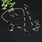 Iolite 925 Sterling Silver Oval Gemstone Handmade Beautiful Jewelry Set AAB 195
