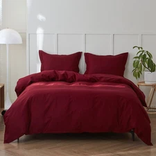 Simple&Opulence French Linen Duvet Cover Set 104"x 92"- 3 Pieces (1 Comforter...
