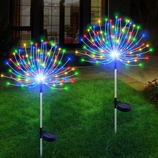 Solar Garden Lights Outdoor Waterproof, 2 Pack 120 LED Solar Firework Lights ...