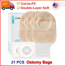 21PCS Ostomy Bags,Colostomy Supplies,Two Piece Drainable Ostomy Pouch Cut-to-Fit