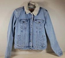 Levi’s Sherpa Lined Denim Trucker Jacket Women’s Medium Blue Jean Coat