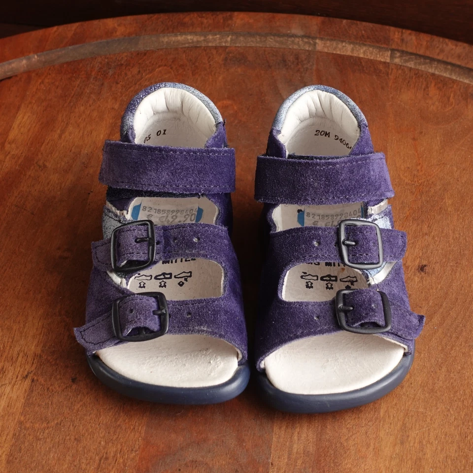 Daumling Sandals Infant Size 20 Age 10-16 Months Blue Leather Adjustable Shoes - Image 2 of 4