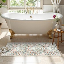 Floral Vintage Bathroom Runner 18x47,Boho Non-Slip Soft Shaggy Long Farmhouse...