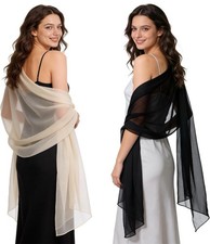 BSRGMS 2pcs Chiffon Shawls and Wraps for Evening Dresses Women