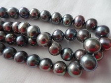 16" Strand 8-9mm Long Freshwater Pearls Almost Round Dark Grey 139 DNG