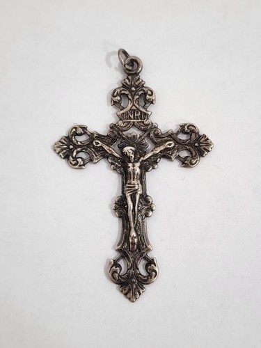 Vintage Antique Sterling Silver Cross Religious Pendant - Picture 1 of 9