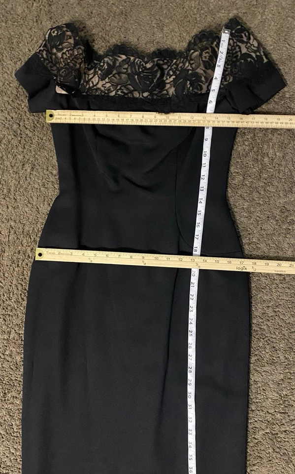 Vtg House Of Bianchi Sz M Womens Black Lace Off The Shoulder Grunge Goth Dress - Image 4 of 4