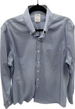 Brooks Brothers Button Down Mens 15.5 34/35 Blue Non-Iron Regent Fit Micro-Check