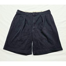 Polo Ralph Lauren Men Vintage Size 36 Tyler Short Navy Blue Cotton Pleated Chino