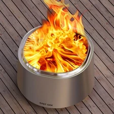 EAST OAK Camber Fire Pit Smokeless 21'' for Outside Patio, 304 Stainless Stee...