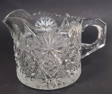 Large Cut Glass Creamer US Regal Clear by US Glass 1906 Star and Cane Oklahoma