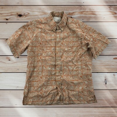 REYN SPOONER DIETRICH VAREZ レインスプーナー ディートリッヒヴァレス アロハシャツ L ハワイアン レンコン 蓮根 蓮の葉 ハス 農耕