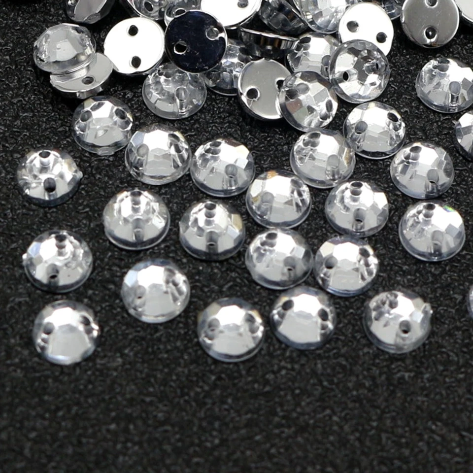 1000 Clear Flatback Acrylic Sewing Round Rhinestone Gems 5mm Sew on beads - Image 2 of 4