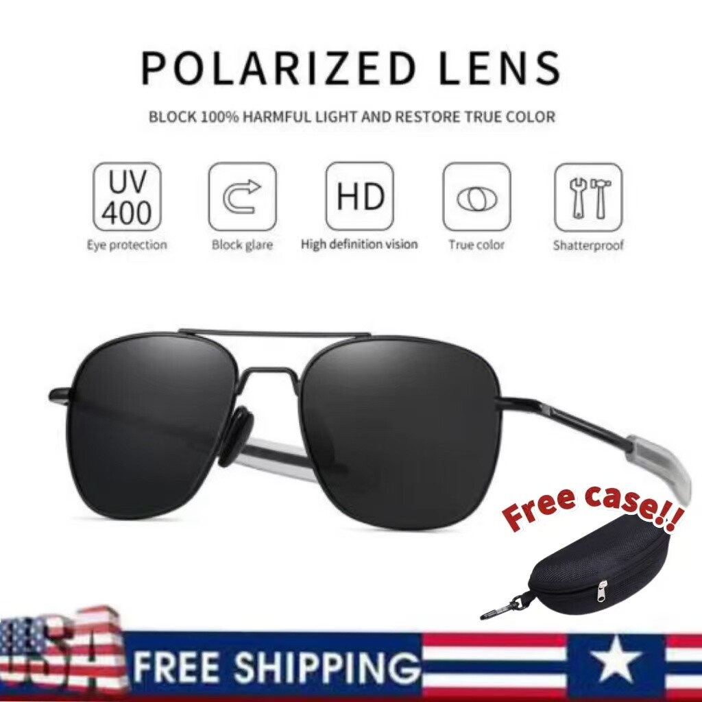 Aviator Sunglasses Premium Military Pilot Ultraviolet Mens Polarized Sunglasses-image