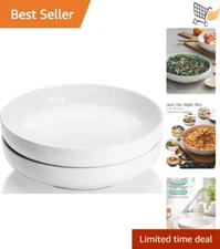 Pasta Bowls Ceramic 10 Inch Large Serving Dish Set of 2 for Entertaining
