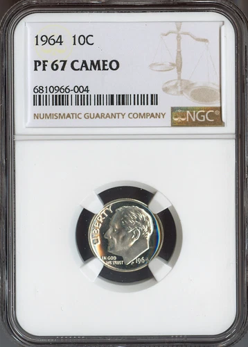 1964 Roosevelt Dime Silver NGC Proof PF68 Quality - BF*